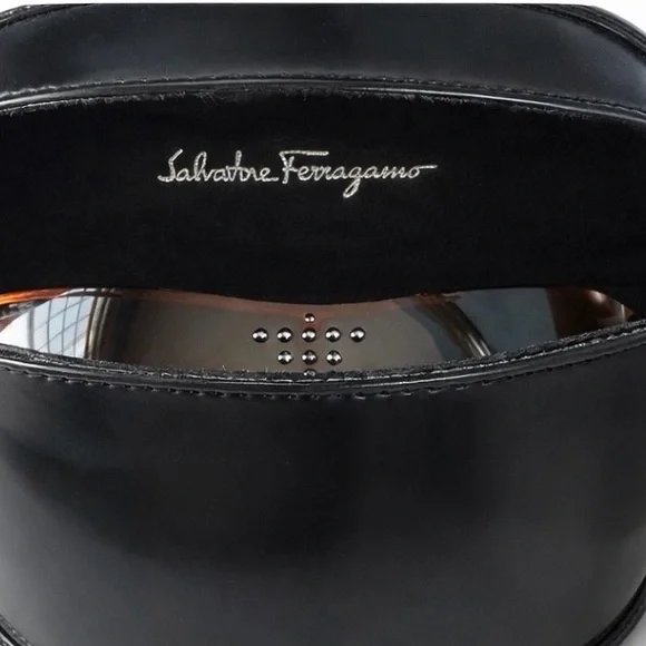 Salvatore Ferragamo Y2K Shield Mask Sunglasses Brown Crystal Designer Italy - Picture 10 of 10